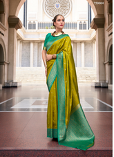 Nakshatra Mehandi Green Silk Saree