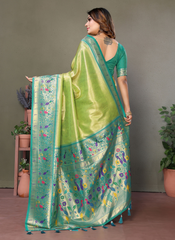 Nakshatra Olive Banarasi Tissue Silk Saree