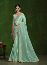 Nakshatra Heavy Embroided Aqua Blue Saree