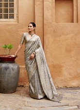 Nakshatra Grey Brocade Silk Saree
