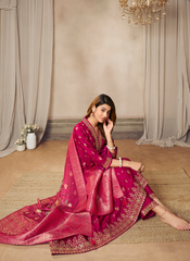 Nakshatra Pink Banarsi Silk Anarkali Suit