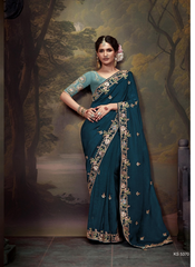 Nakshatra Stunning Dark green Embroidery Saree