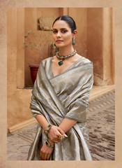 Nakshatra Grey Brocade Silk Saree