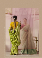 Nakshatra Olive Green silk saree
