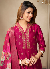 Nakshatra Pink Banarsi Silk Anarkali Suit