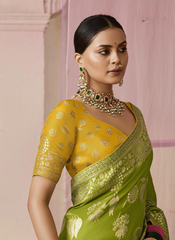 Nakshatra Olive Green silk saree