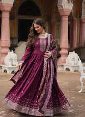 Nakshatra Wine Ready to Wear Indian Gown