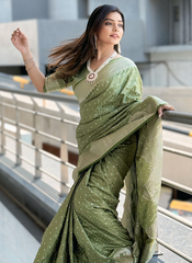 Nakshatra Pastel Green Banarasi Silk sari
