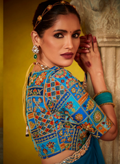 Nakshatra Turquoise Glass Tissue Saree