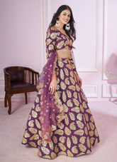 Nakshatra Purple Party Wear Sequence Lehenga