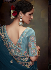 Nakshatra Stunning Dark green Embroidery Saree