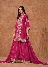 Nakshatra Pink Embroidered Palazzo Suit