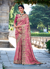 Nakshatra Rose Pink Stone work saree