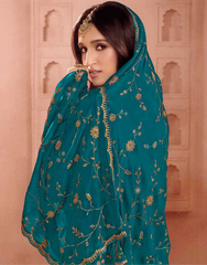 Nakshatra Blue Dola Silk Embroidered Suit