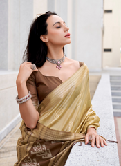 Nakshatra Beige Ikkat Weaving Saree