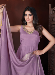 Nakshatra Lavender Foil Printed Readymade Palazzo Suit