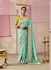 Nakshatra Green Dola Silk Saree