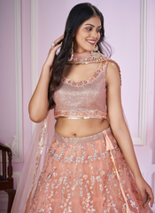 Nakshatra Pink Party Wear Sequence Lehenga