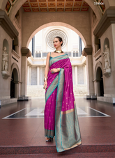 Nakshatra Magenta and Blue Silk Saree