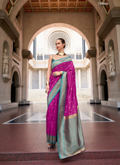 Nakshatra Magenta and Blue Silk Saree