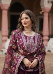 Nakshatra Wine Ready to Wear Indian Gown