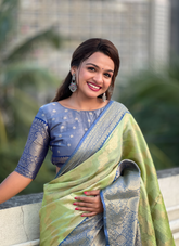 Nakshatra Light Green Tissue Silk Saree