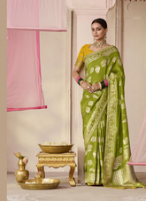 Nakshatra Olive Green silk saree