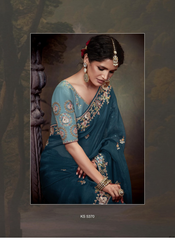 Nakshatra Stunning Dark green Embroidery Saree