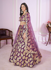 Nakshatra Purple Party Wear Sequence Lehenga