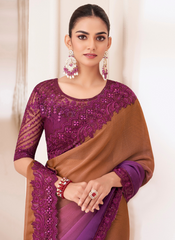 Nakshatra Purple Chiffon Saree