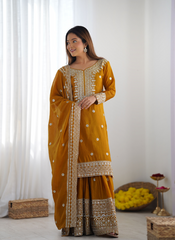 Nakshatra Ready to Wear Mustard Sharara Suit