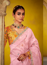Nakshatra Pink Glass Tissue Saree