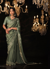 Dusty Green Indian saree