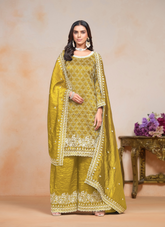 Nakshatra Yellow Party Wear Palazzo Set