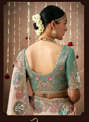 Nakshatra Cream Tissue silk Bridal saree