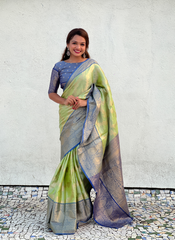 Nakshatra Light Green Tissue Silk Saree