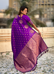 Nakshatra Purple Soft Silk Dual Zari Saree