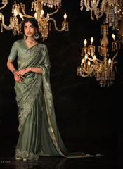 Dusty Green Indian saree