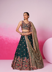Nakshatra Green Embroidery Lehenga