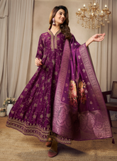 Nakshatra Purple Banarsi Silk Anarkali Suit