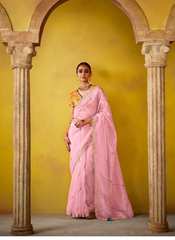 Nakshatra Pink Glass Tissue Saree