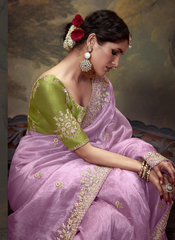 Nakshatra Stunning Lavender Embroidery Saree
