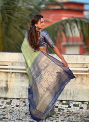 Nakshatra Light Green Tissue Silk Saree