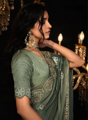 Dusty Green Indian saree