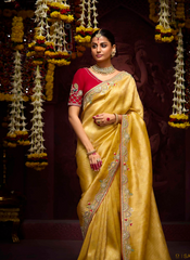 Nakshatra Yellow Banarasi Kanjivaram Designer Saree