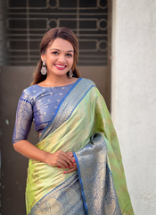 Nakshatra Light Green Tissue Silk Saree