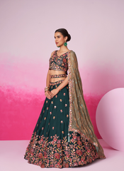 Nakshatra Green Embroidery Lehenga