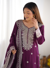 Nakshatra Ready to Wear Wine Sharara Suit