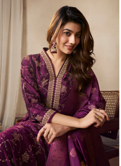 Nakshatra Purple Banarsi Silk Anarkali Suit