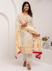 Nakshatra Readymade White Silk Suit